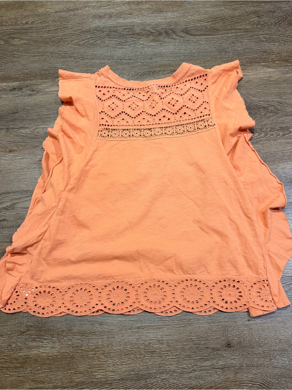 Anthropologie Coral Eyelet Flutter Sleeve Top Size Large - Picture 8 of 9